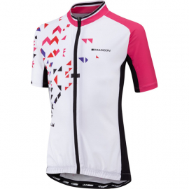 Sportive youth short sleeve jersey, white / pink glo age 11 - 12