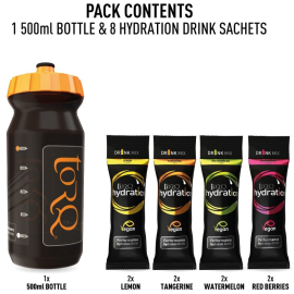 HYDRATION 500ML BOTTLE SAMPLE PACK  8 DRINKS 2 X 4 FLAVOURS  500ML