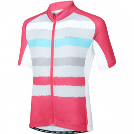 Sportive youth short sleeve jersey, torn stripes berry / silver grey age 9 - 10