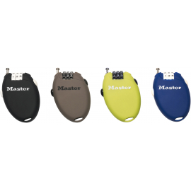 Master Lock Retractable Cable Lock 70cm [4603] 4 pcs, Black, Green, Blue, Taupe